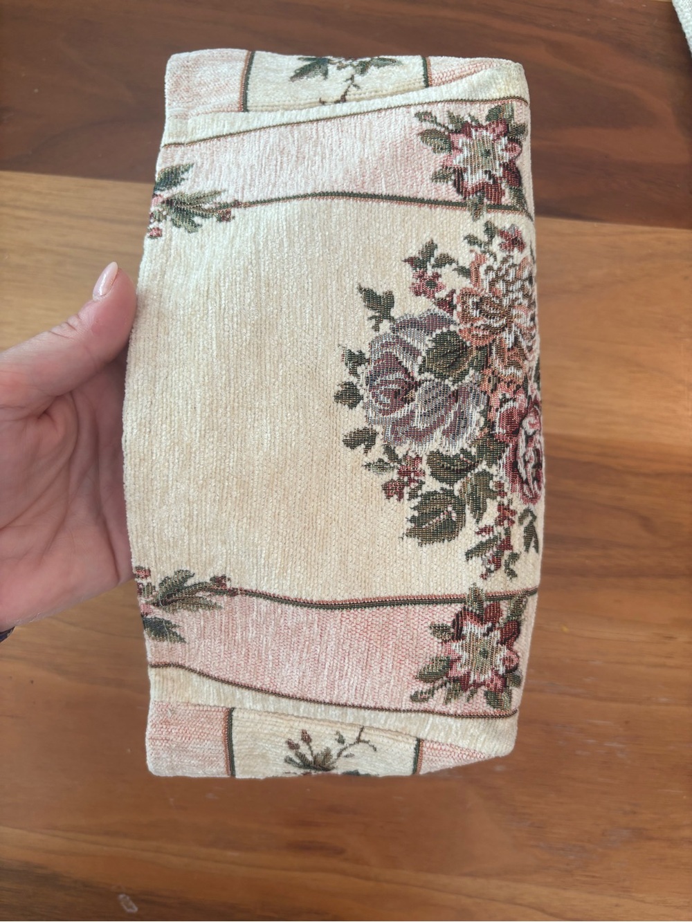 Vintage Handmade Floral Tissue Box Cover | Pink Rose Tapestry Cottagecore - Picture 4 of 4